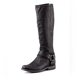 EUC: Women’s FRYE Phillip Harness Extended Calf Black Boots 6 1/2” Cowgirl HIP